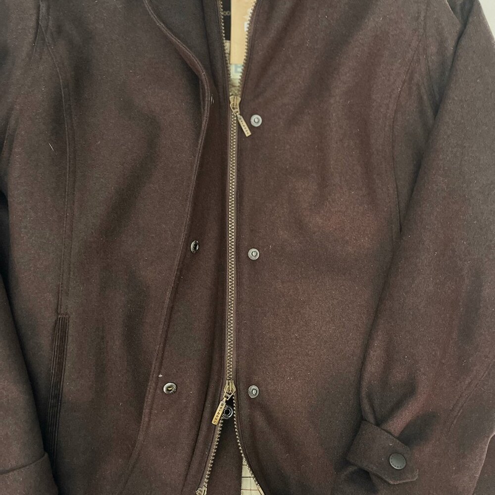 Barbour Newmarket Coat Women's Wool Brown Waterproof Breathable US 12 NWT $500 - Picture 6 of 16